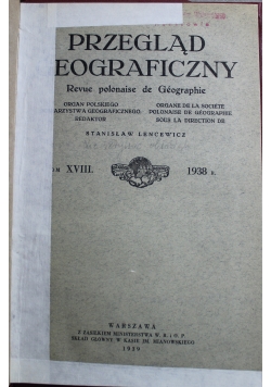 Przegląd geograficzny tom XVIII 1938 r.