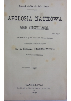 Apologia naukowa wiary chrześcijańskiej, 1894r