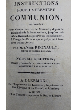 Instructions Pour La Premiere Communion 1813 r.
