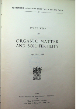 Study Week on Organic Matter and soil fertility