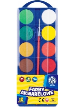 Farby Akwarelowe fi30mm 12 kolorów ASTRA