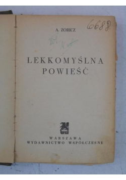 Lekkomyślna powieść, 1935 r.