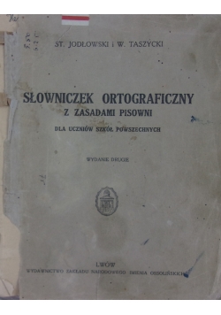 Słowniczek ortograficzny z zasadami pisowni, 1937r