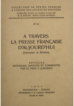 A travers la presse francaise daujourdhui Nr 23  1931 r