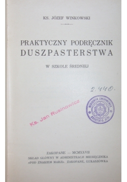 Praktyczny podręcznik duszpasterstwa ,  1927 r.