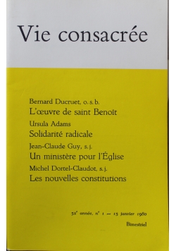 Vie consacree 52e annee N 1