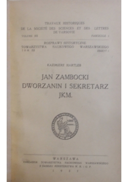 Jan Zambocki dworzanin i sekretarz JKM., 1937 r.