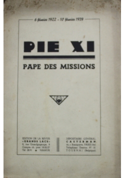 Pie XI Pape des Missions 1939 r.