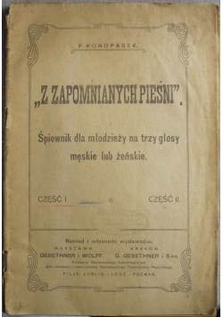 Śpiewnik dla młodzieży na trzy głosy męskie lub żeńskie 1920 r.