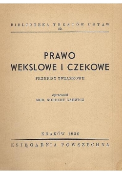 Prawo wekslowe i czekowe,1936r.