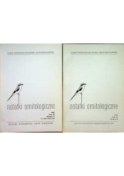 Notatki ornitologiczne 1992 2 zeszyty