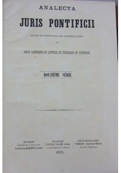 Analecta juris pontificii douzieme serie 1873 r