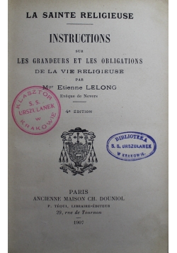 La Sainte Religieuse Instructions 1907 r.