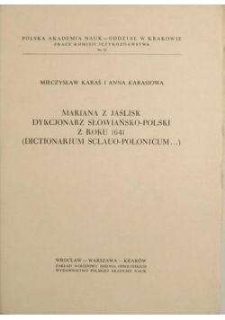 Mariana z Jaślisk dykcjonarz słowiańsko polski z roku 1641