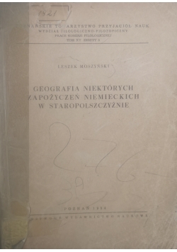Geografia niektórych zapożyczeń niemieckich  w staropolszczyźnie