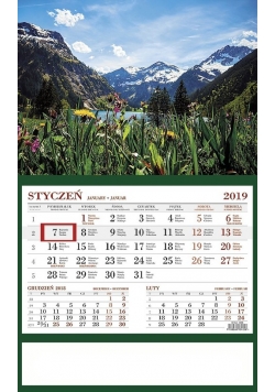 Kalendarz 2019 jednodzielny Alpy