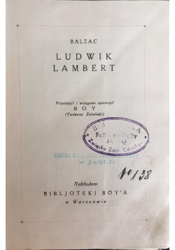 Ludwik Lambert, 1924 r.