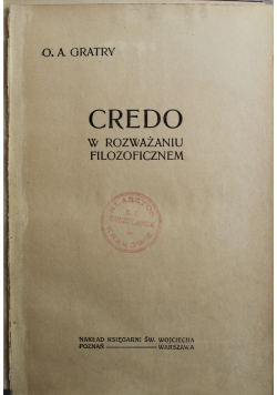 Credo w rozważaniu filozoficznym Około 1920 r.
