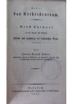 Ueber das Urchristentyum, 1824r.