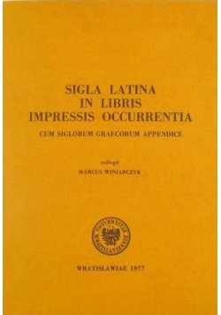 Sigla Latina in Libris Impressis Occurrentia / Skróty łacińskie w książkach drukowanych