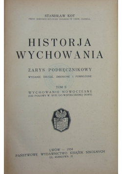 Historja wychowania, tom II, 1934 r.