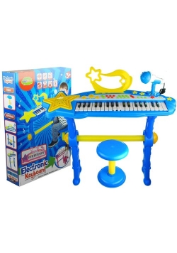 Keyboard na nóżkach + stołek + mikrofon niebieski