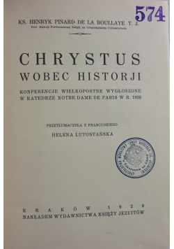 Chrystus wobec historji, 1929r.