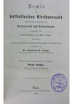 Archiv fur katholisches Kirchenrecht 21-22, 1869 r.