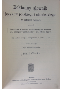 Dokładny słownik języków polskiego i niemieckiego w czterech tomach, Tom I