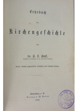 Lehrbuch der Kirchengeschichte, 1890r.