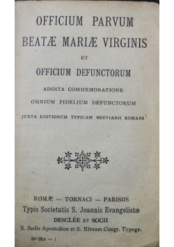 Officium parvum Beatae Mariae Virginis et officium defunctorum 1935 r.