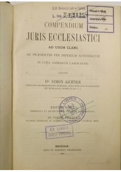 Compendium Juris Ecclesiastici  , 1890r.