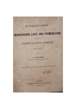Hebraischen Laut-und Formenlehre, 1899 r.