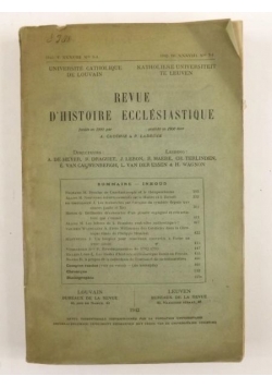 Revue d'histoire ecclésiastique, 1942 r.