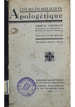 Cours de Religion Apologetique 1926 r.