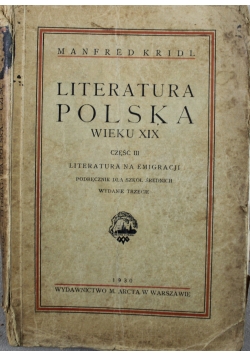 Literatura Polska wieku XIX 1930 r