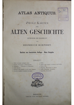 Atlas Antiquus Zwolf Karten zur Alten Geschichte ok 1869