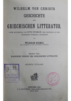 Geschichte der Griechischen Litteratur 1912 r.