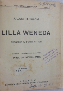 Lilla Weneda, 1920 r.