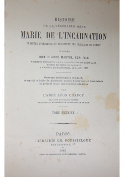 Marie de L'incarnation, 1892 r.