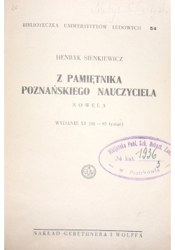 Z pamiętnika poznańskiego nauczyciela..., 1937 r.
