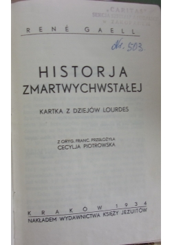 Historja zmartwychstałej, 1934 r.