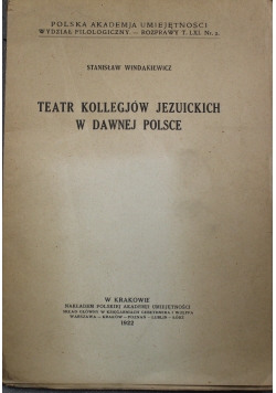 Teatr kollegjów jezuickich w dawnej Polsce 1922
