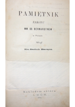 Pamiętnik ,1874r.