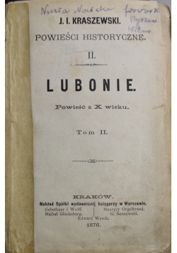 Lubonie powieść z X wieku Tom II 1876 r.