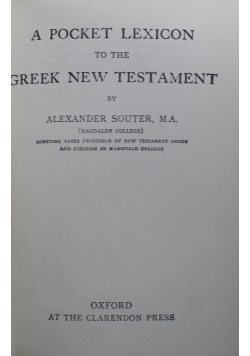 A pocket lexicon to the Greek New Testament