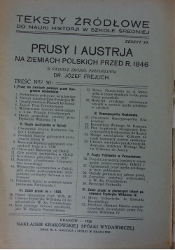 Teksty źródłowe. Prusy i Austrja, 1924r.