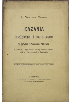 Kazania niedzielne i świąteczne w języku łacińskim i czeskim 1875 r