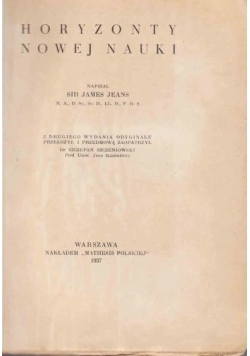 Horyzonty nowej nauki, 1937 r.