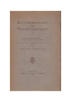 Kulturwissenschaft und Naturwissenschaft,1921 r.